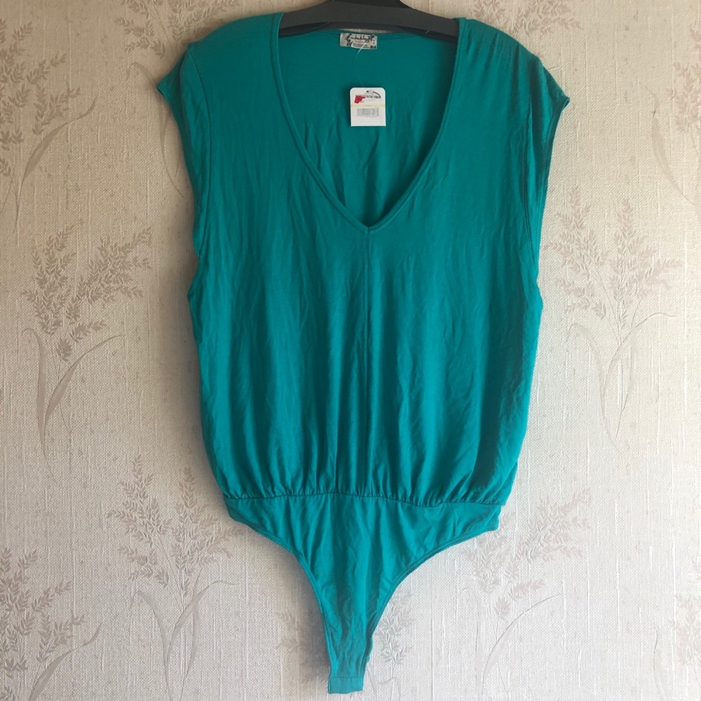 Free people sleeves body suit turquoise sz M